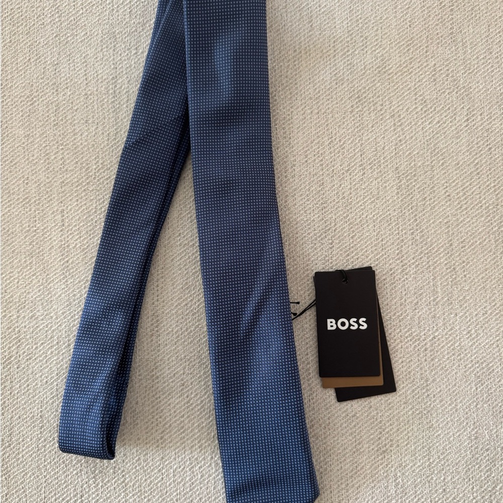 Boss Navy Patterned Tie